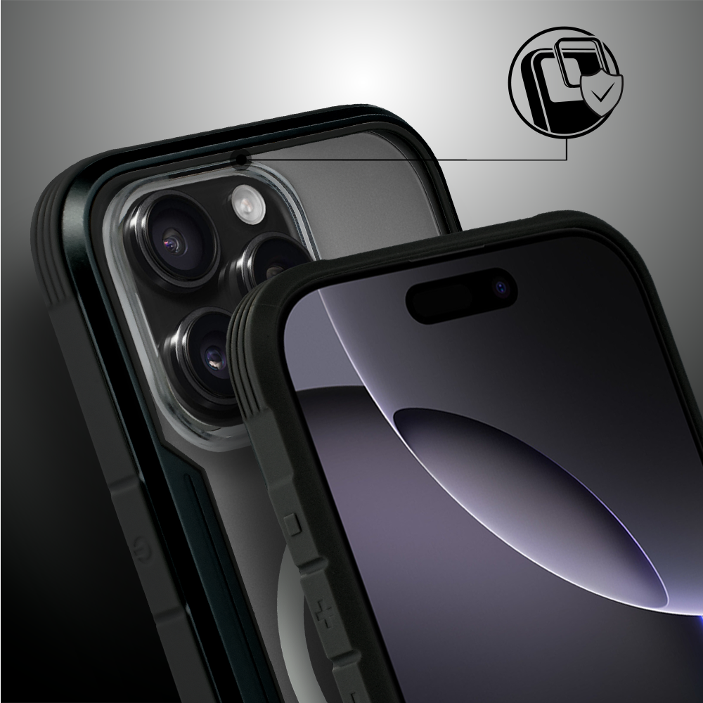 Etui do iPhone 16 Pro Max AluHybrid z MagSafe, twardy tył z metalowym wzmocnieniem, czarne