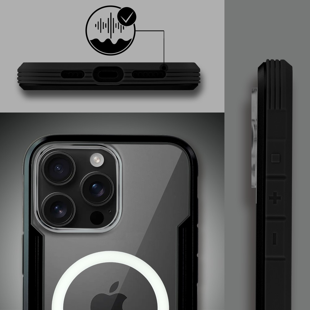 Etui do iPhone 16 Pro Max AluHybrid z MagSafe, twardy tył z metalowym wzmocnieniem, czarne