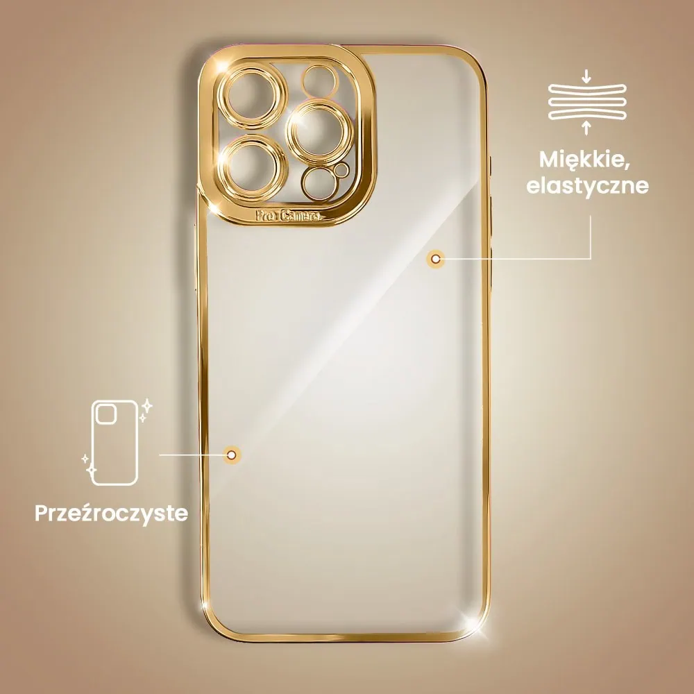 Etui do iPhone 16 Pro Max Camera High PRO z osłoną kamery, czerwone złoto