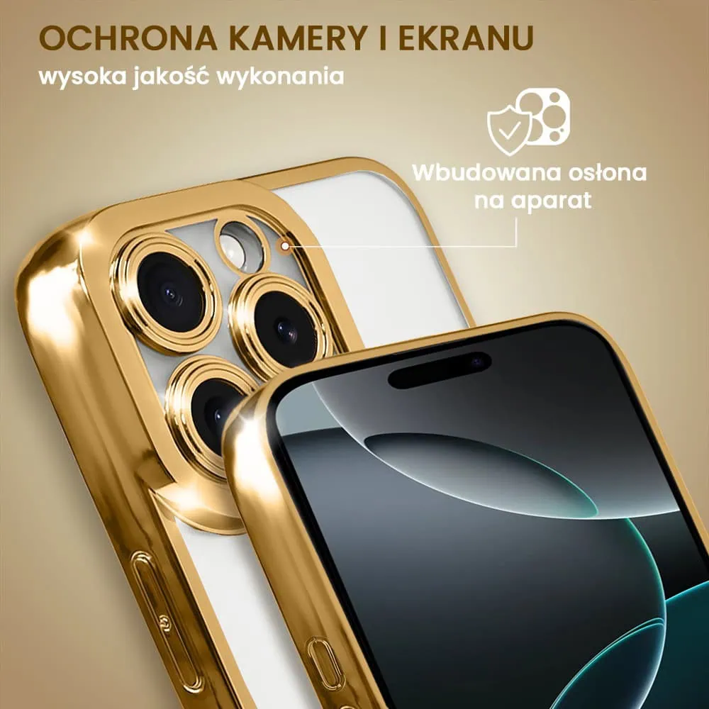 Etui do iPhone 16 Pro Max Camera High PRO z osłoną kamery, czerwone złoto