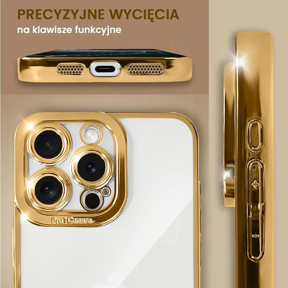 Etui do iPhone 16 Pro Max Camera High PRO z osłoną kamery, czerwone złoto