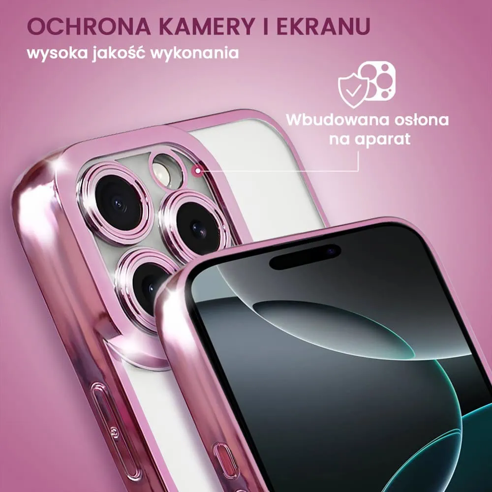 Etui do iPhone 16 Pro Camera High PRO z osłoną kamery, różowe złoto