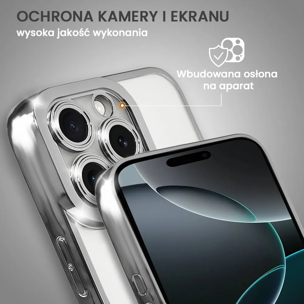 Etui do iPhone 16 Pro Camera High PRO z osłoną kamery, srebrne