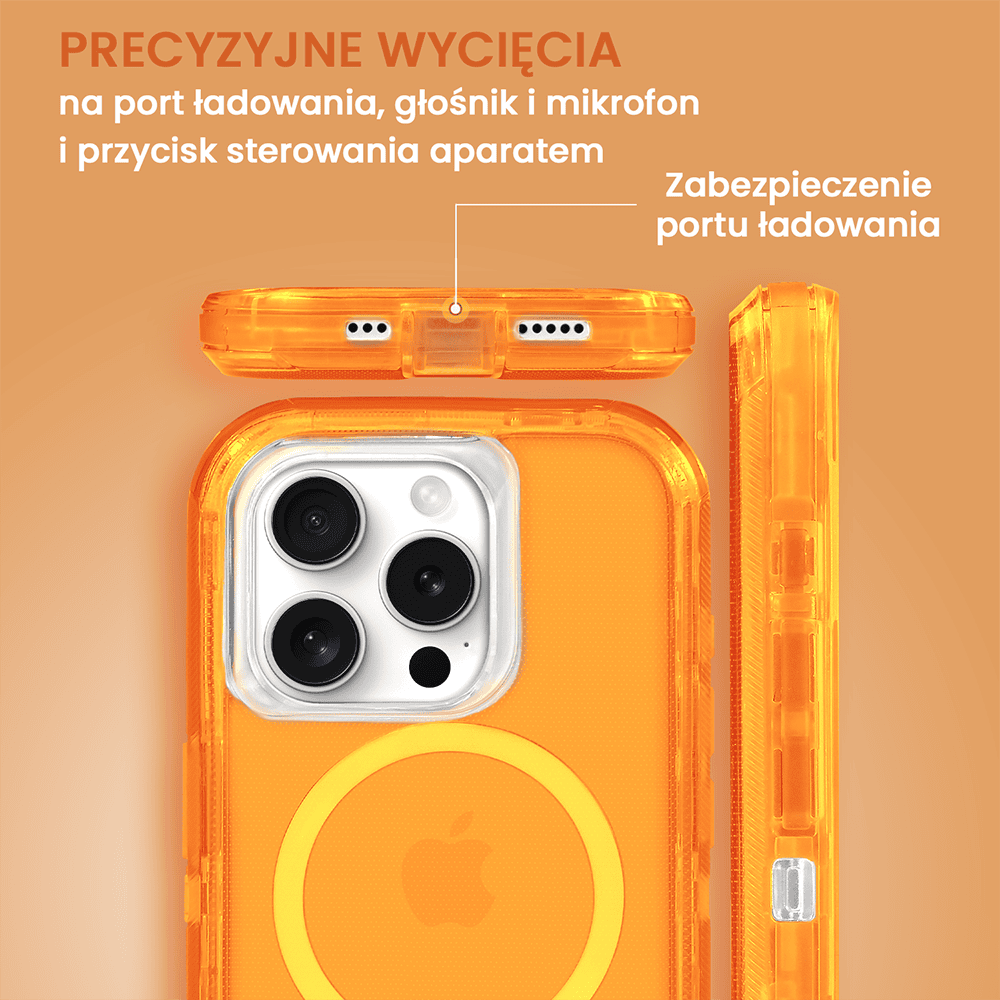 Etui do iPhone 16 Pro Crystal Armor Magsafe, Anti-Drop pancerne 3w1, ognisty opal
