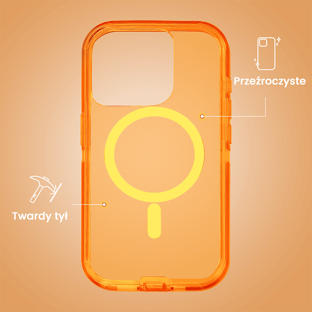 Etui do iPhone 16 Pro Crystal Armor Magsafe, Anti-Drop pancerne 3w1, ognisty opal