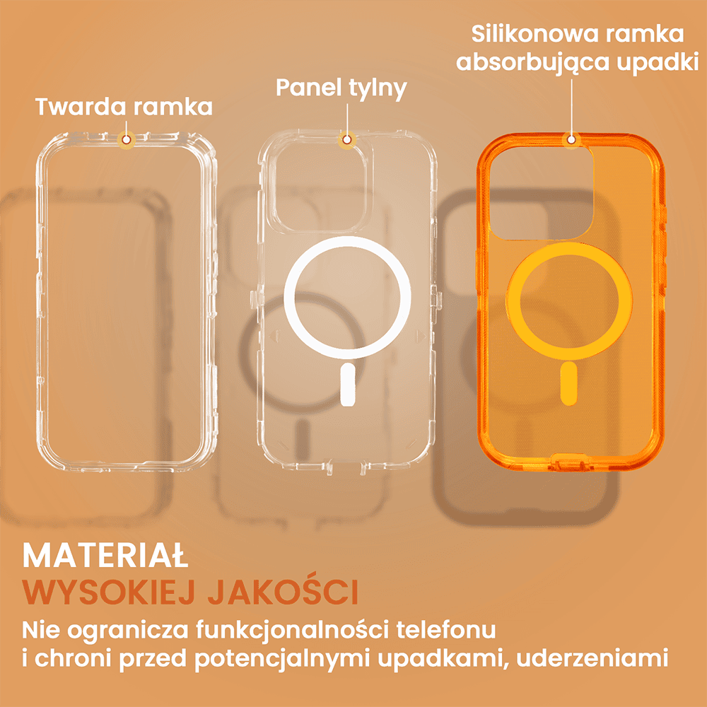 Etui do iPhone 16 Pro Crystal Armor Magsafe, Anti-Drop pancerne 3w1, ognisty opal