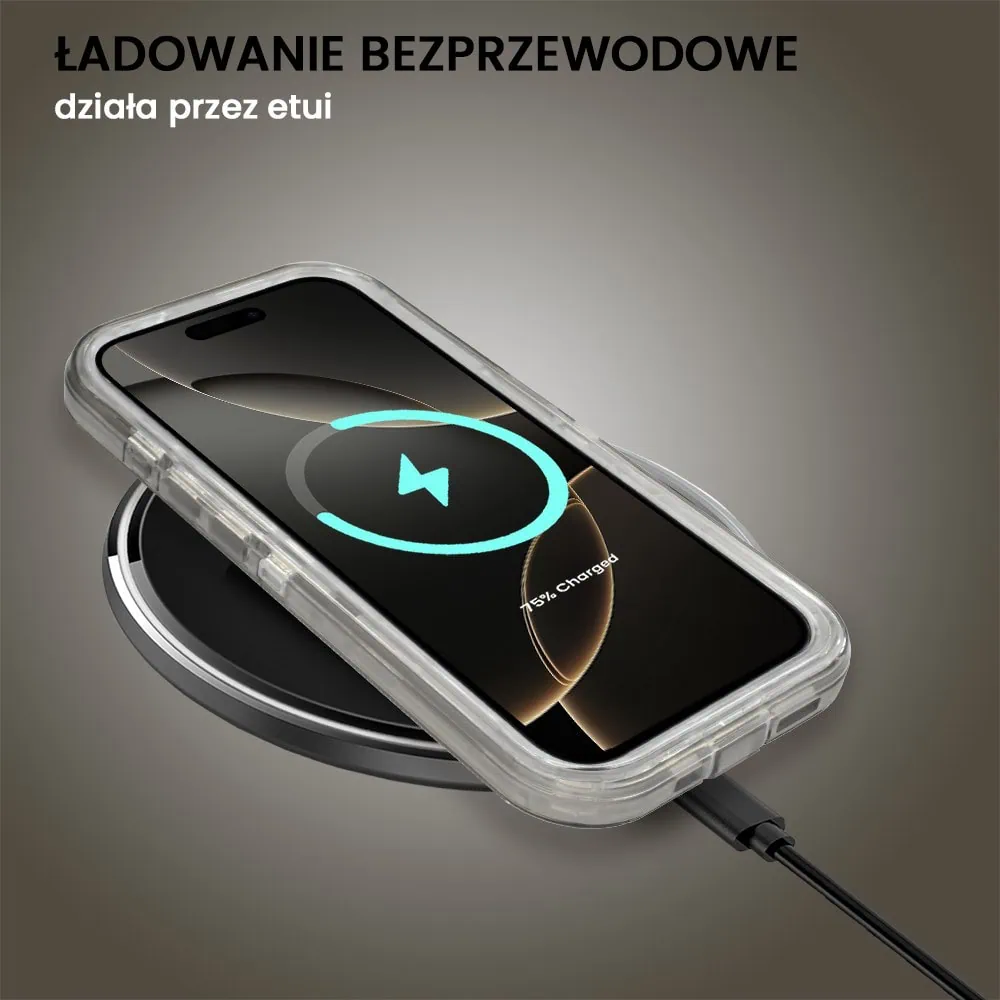 Etui do iPhone 16 Pro Max Crystal Armor Magsafe, Anti-Drop pancerne 3w1, szary szafir