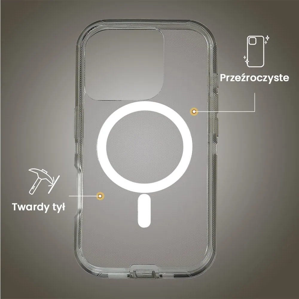 Etui do iPhone 16 Pro Max Crystal Armor Magsafe, Anti-Drop pancerne 3w1, szary szafir