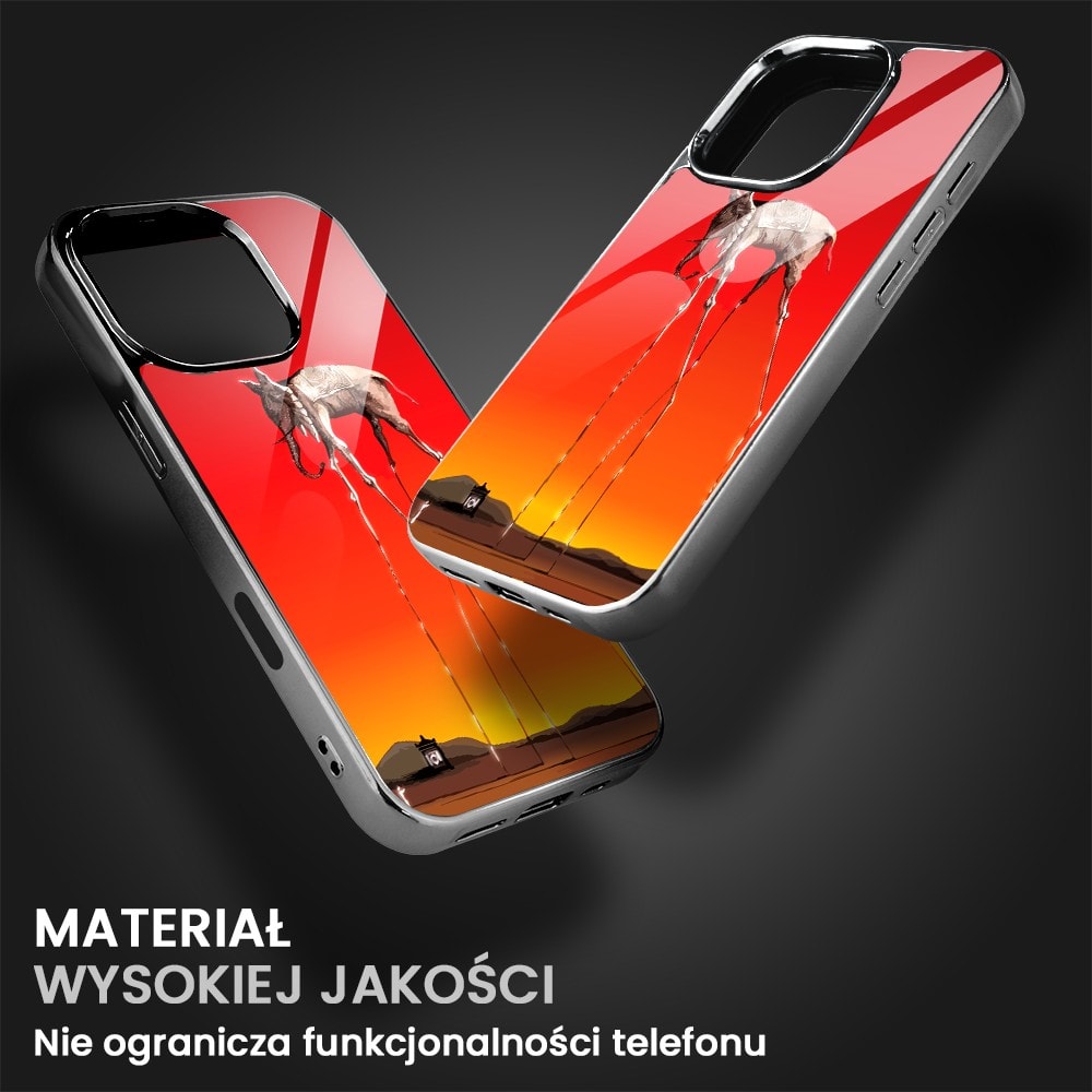 Etui do iPhone 16 Pro, Elite Glass z MagSafe, Salvador Dali, słoń, czarne