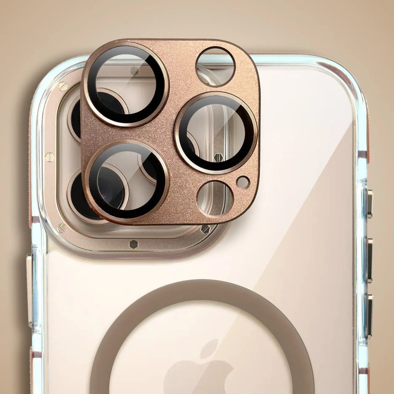 Etui do iPhone 16 Pro Gold Crown, cienkie z MagSafe, krystaliczny tył, złote akcenty, tytan pustynny