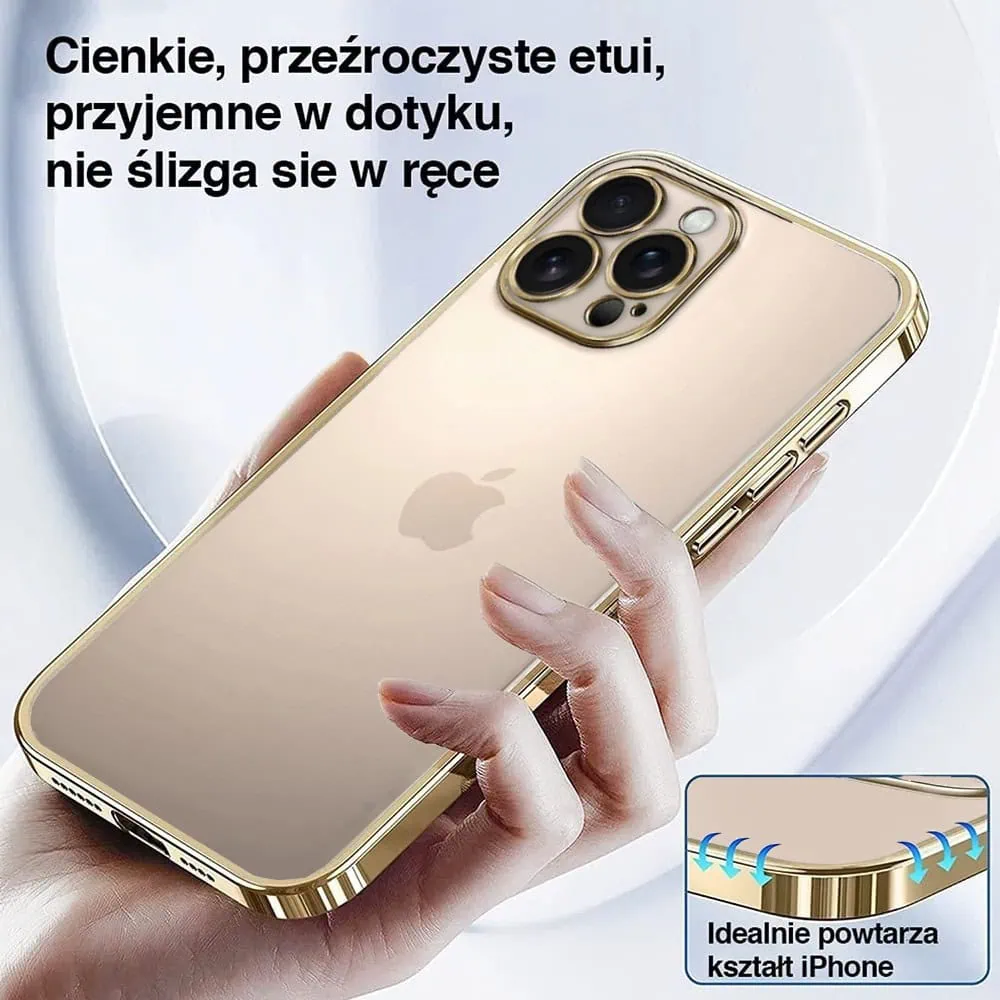Etui do iPhone 16 Pro Gold Edition przeźroczyste Sulada oryginal, złote