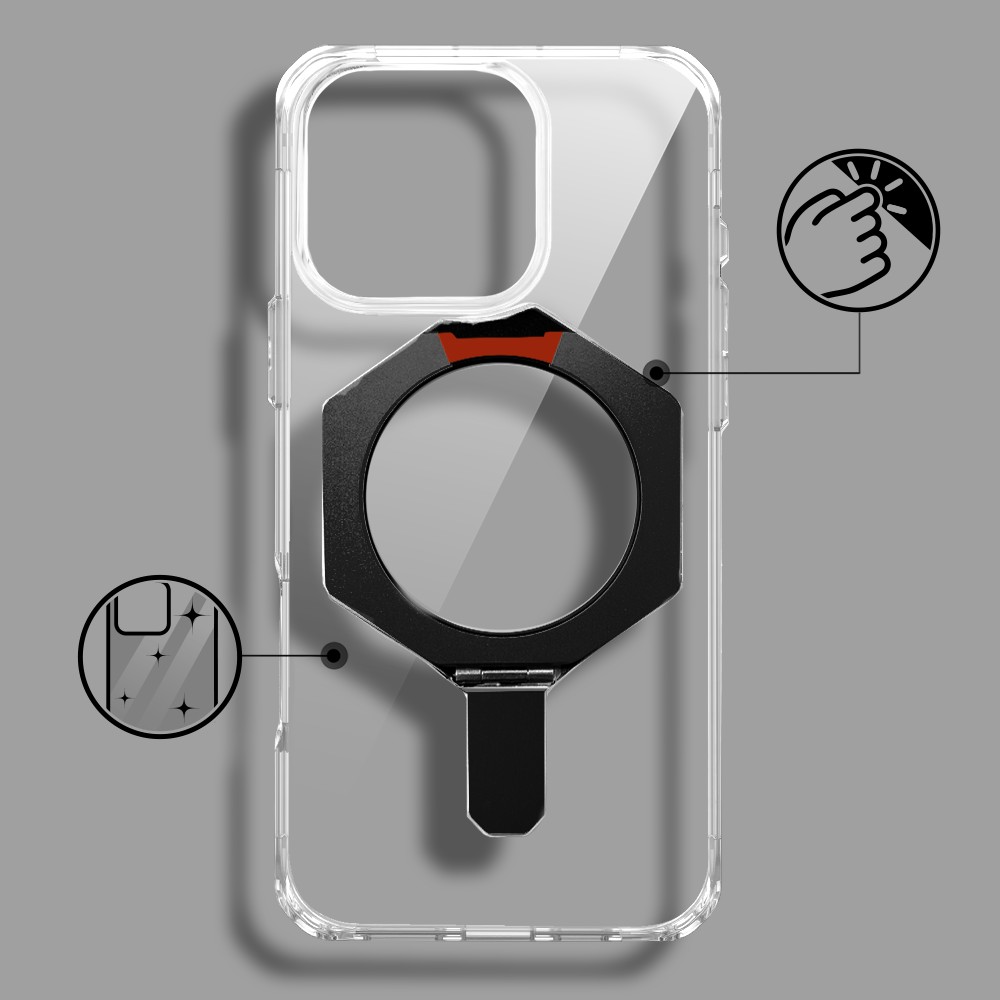 Etui do iPhone 16 Pro HexArmor Skin Stand, twarde z podstawką, czarne