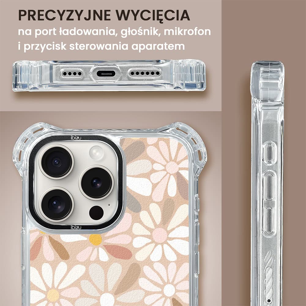 Etui do iPhone 16 Pro Max, Ibizu DropGuard Ultra z MagSafe, Boho, Kwiaty vintage