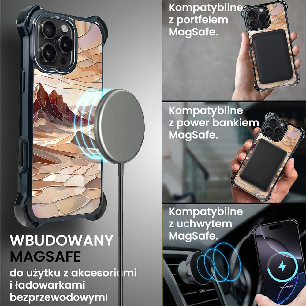 Etui do iPhone 16 Pro, Ibizu DropGuard Ultra z MagSafe, Barwy Szkła, Pustynny spokój