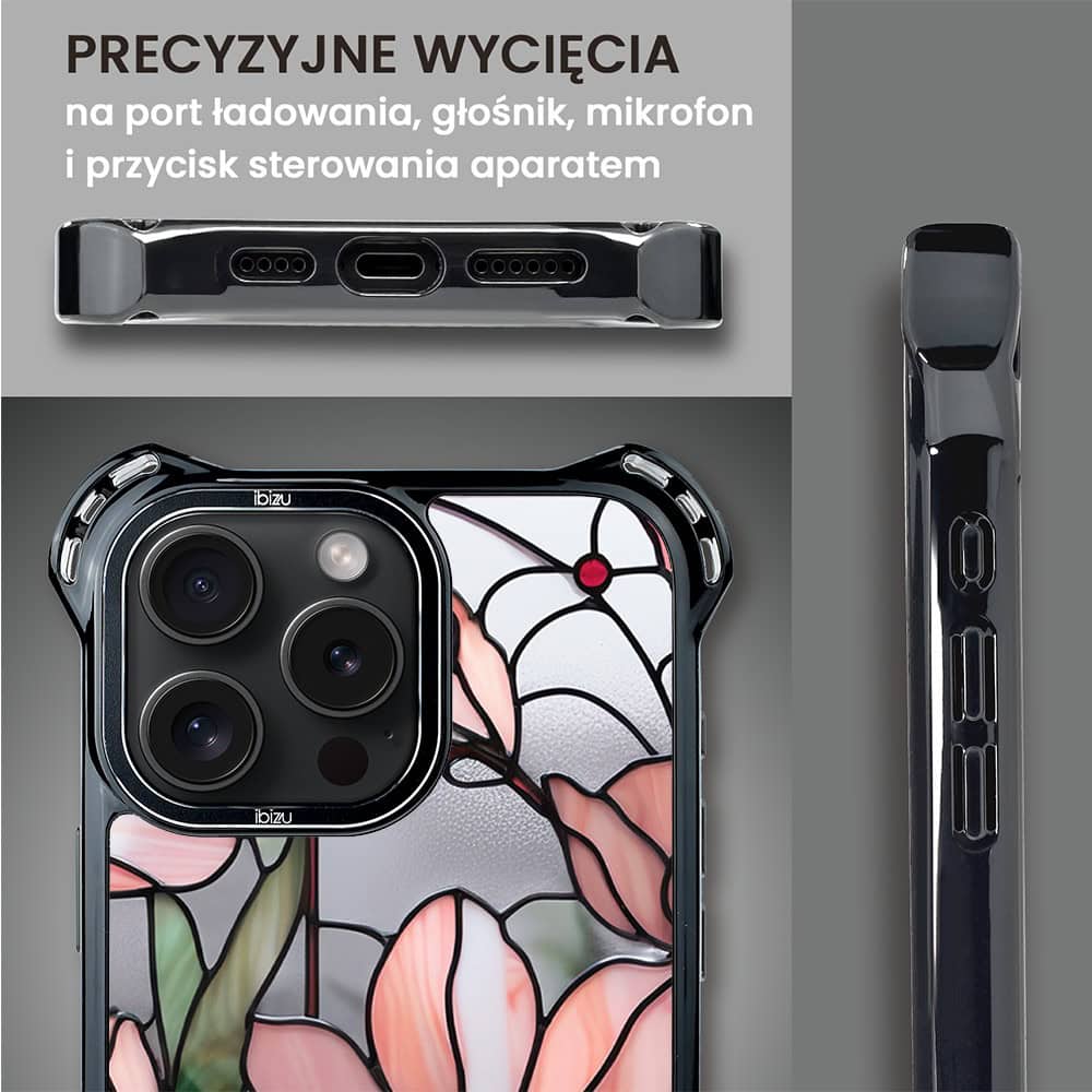 Etui do iPhone 16 Pro, Ibizu DropGuard Ultra z MagSafe, Barwy Szkła, Różowa magnolia