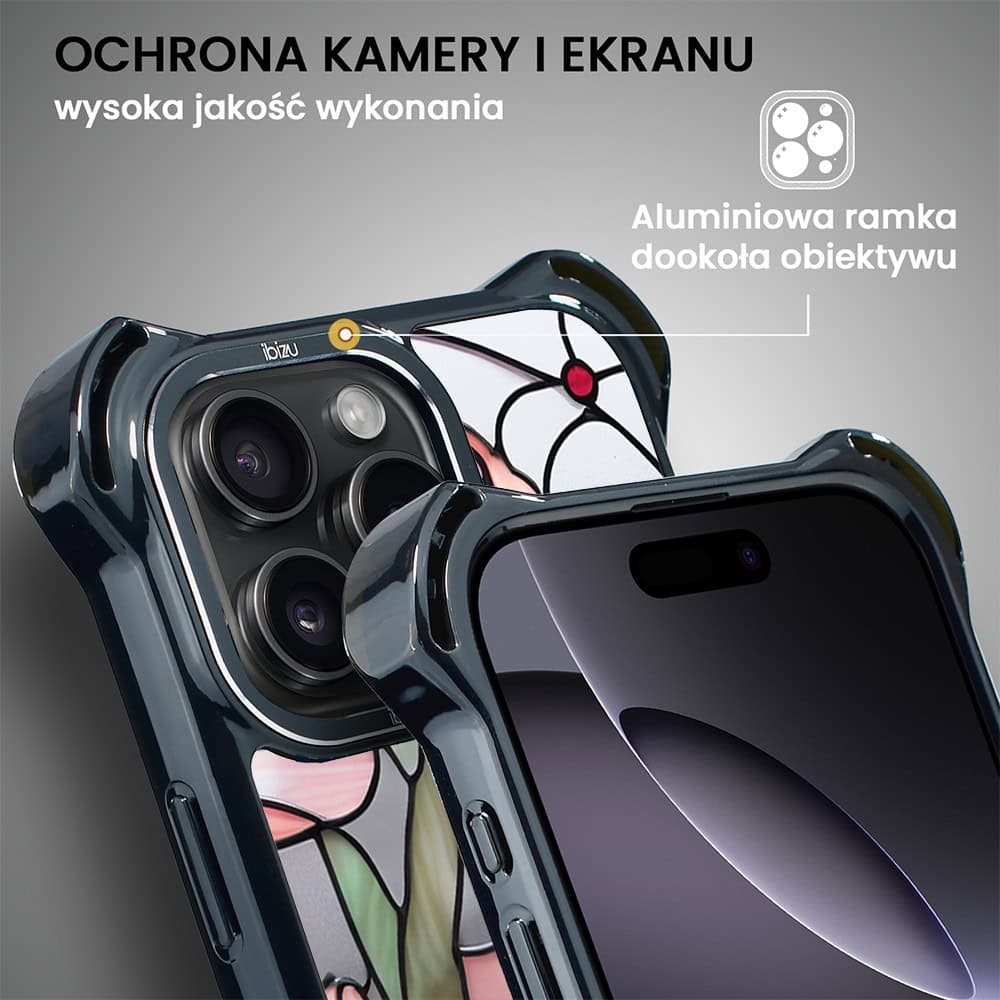 Etui do iPhone 16 Pro, Ibizu DropGuard Ultra z MagSafe, Barwy Szkła, Różowa magnolia