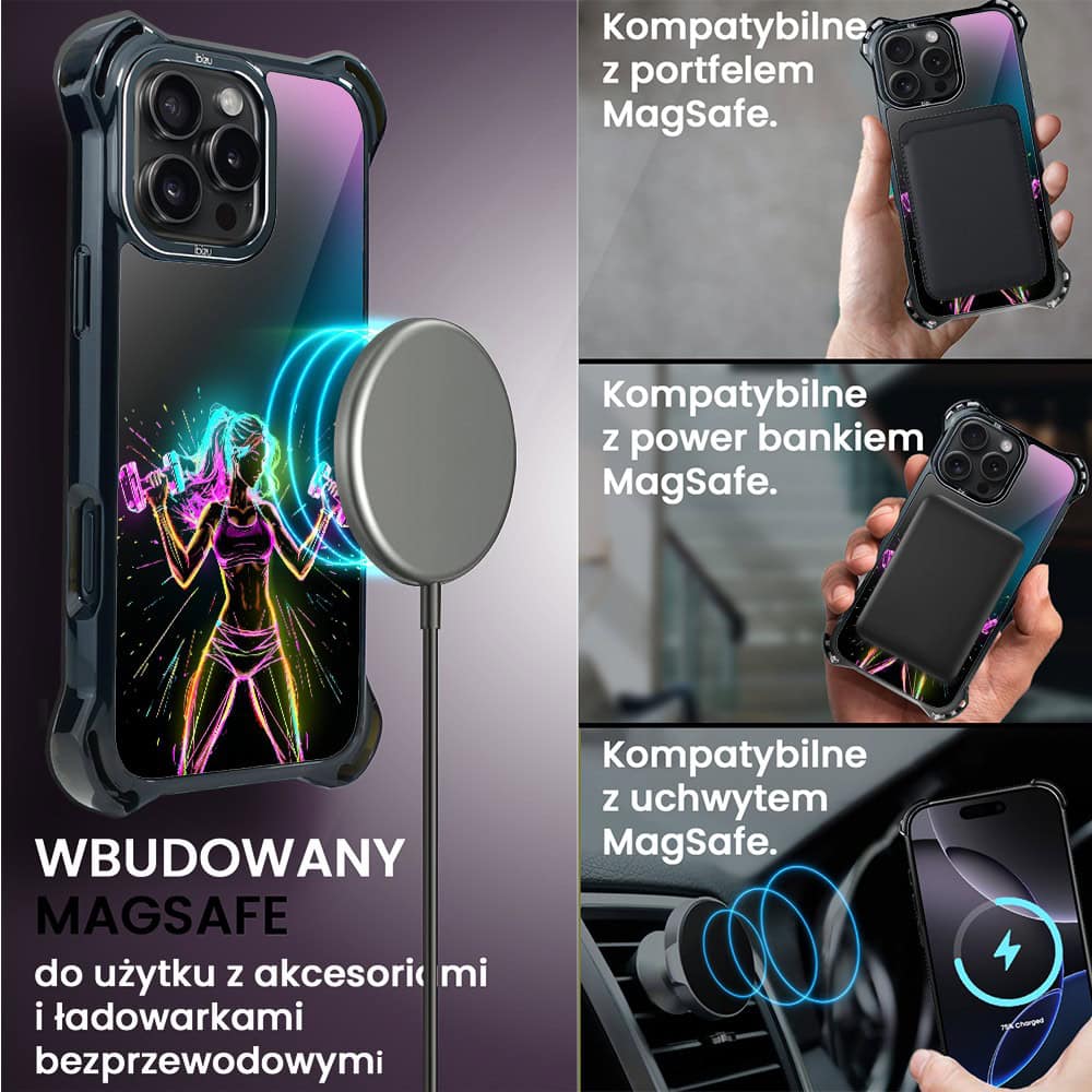 Etui do iPhone 16 Pro, Ibizu DropGuard Ultra z MagSafe, #ElectroMove, Wibracja fitness