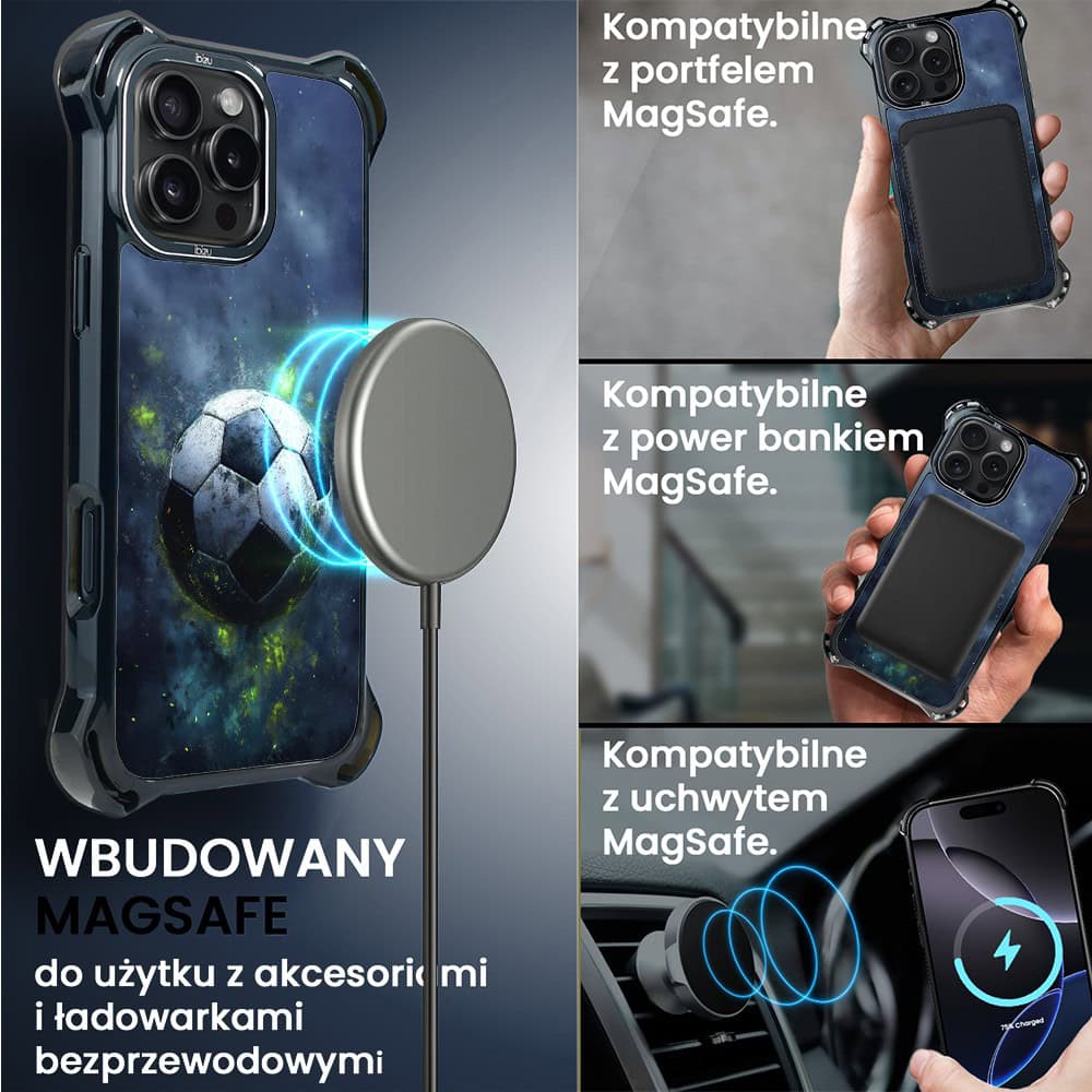 Etui do iPhone 16 Pro, Ibizu DropGuard Ultra z MagSafe, #Move, Piłka nożna