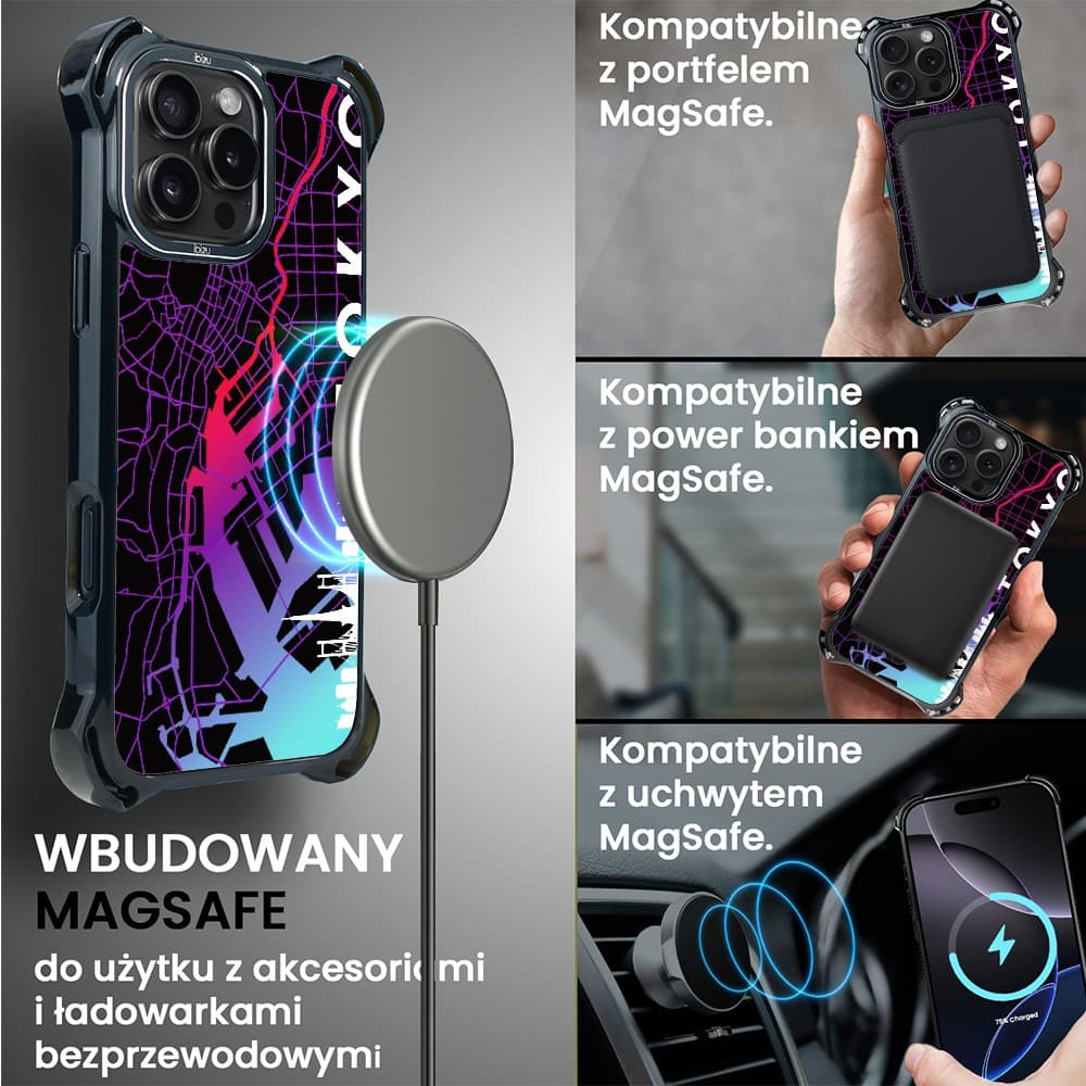 Etui do iPhone 16 Pro Max, Ibizu DropGuard Ultra z MagSafe, Mapy Świata, Tokyo