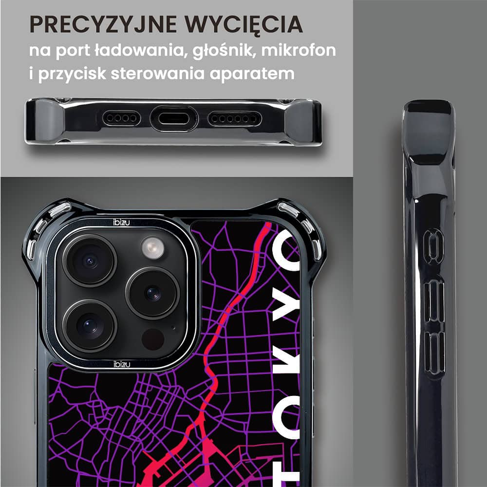 Etui do iPhone 16 Pro Max, Ibizu DropGuard Ultra z MagSafe, Mapy Świata, Tokyo