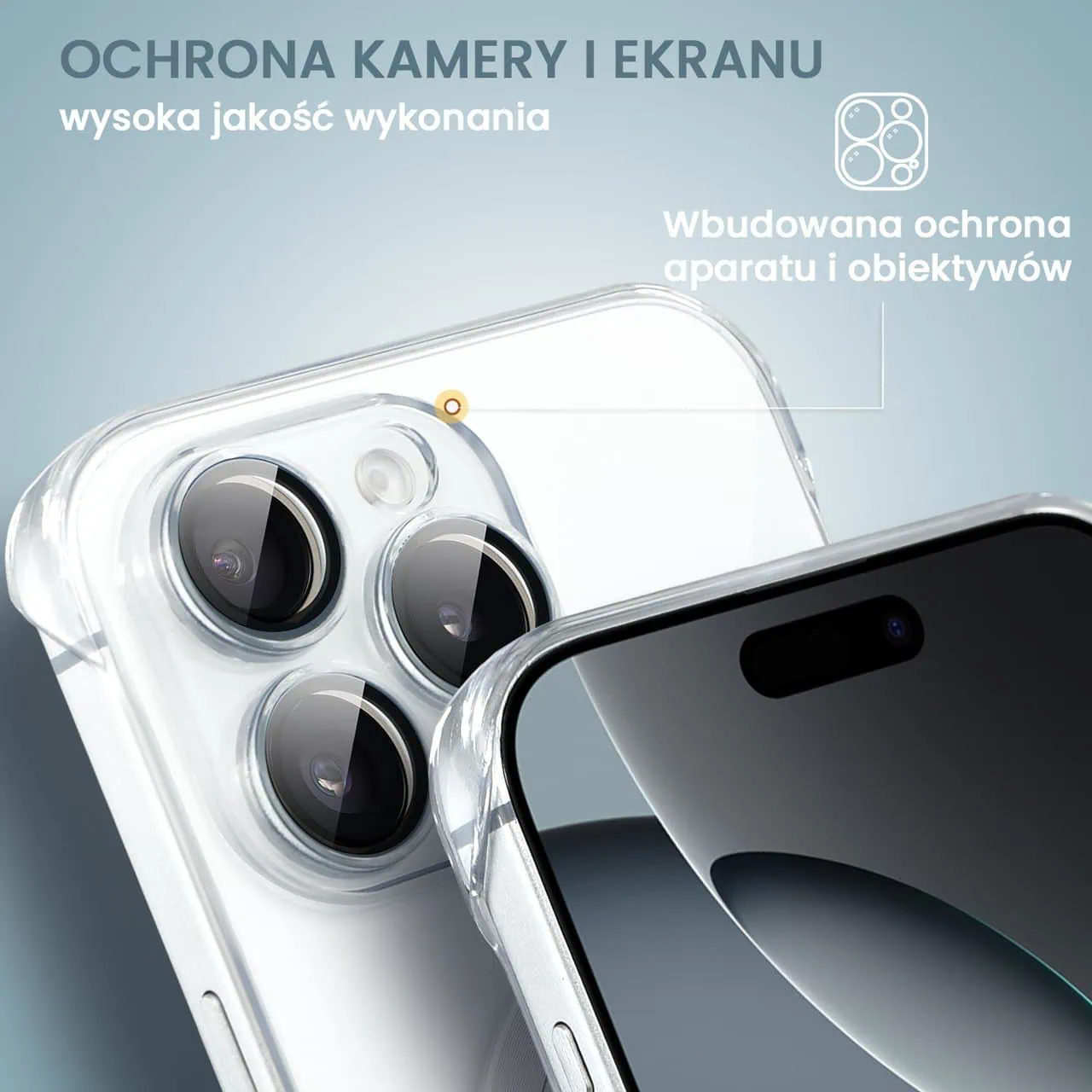 Etui do iPhone 16 Pro MagSafe Luxury Protect Lite, hybrydowa ochrona kamery, przeźroczyste