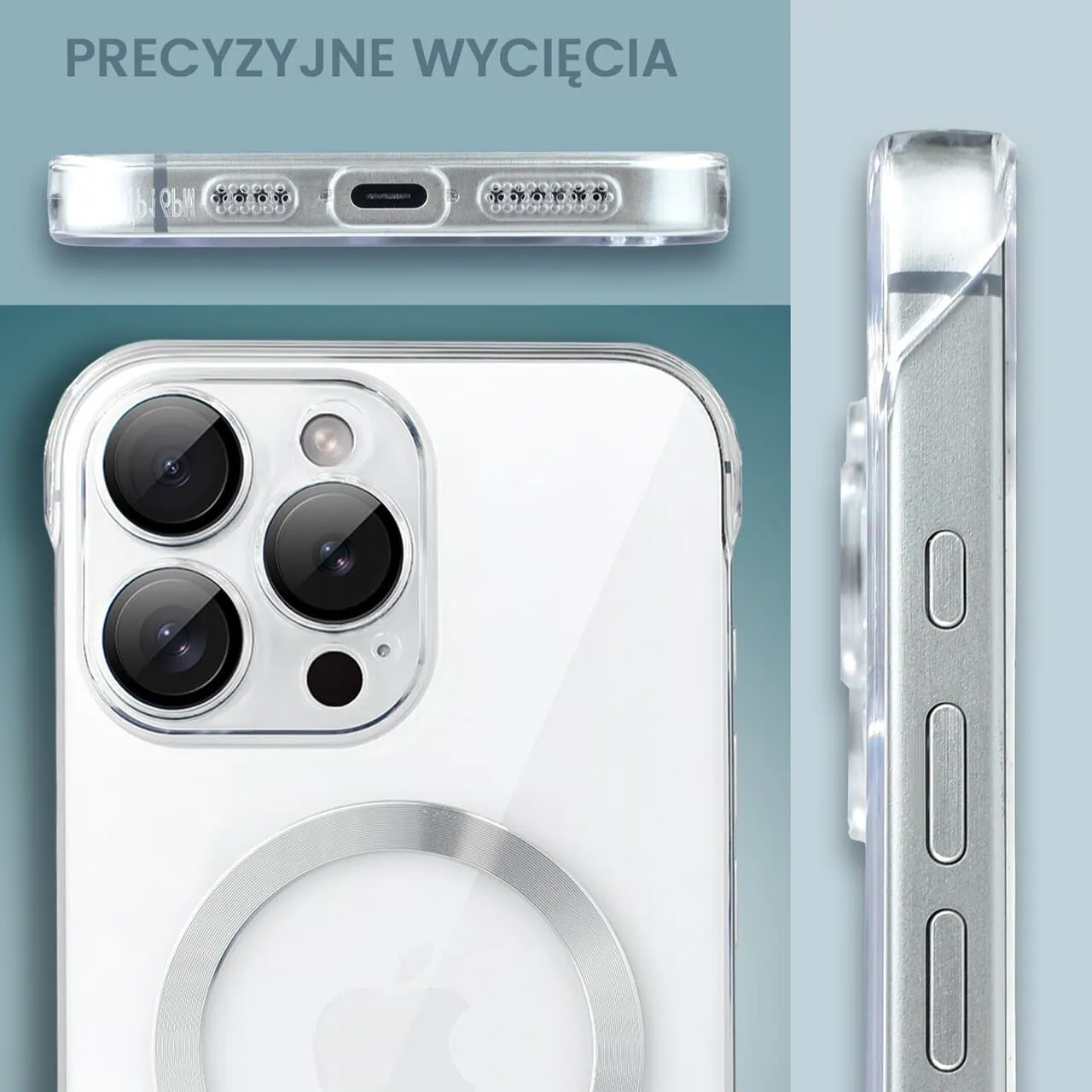 Etui do iPhone 16 Pro MagSafe Luxury Protect Lite, hybrydowa ochrona kamery, przeźroczyste