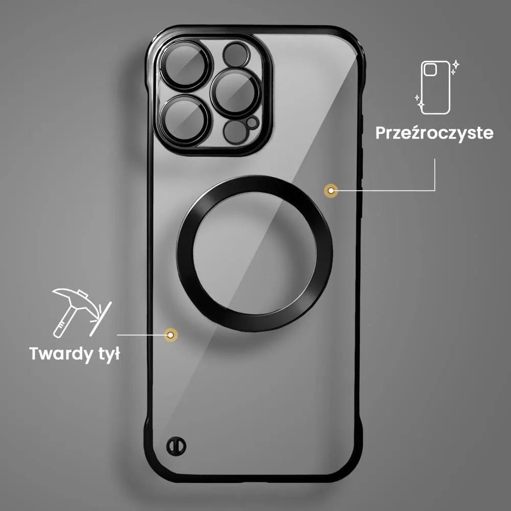 Etui do iPhone 16 Pro MagSafe Luxury Protect Lite przeźroczyste, hybrydowa ochrona kamery, czarne
