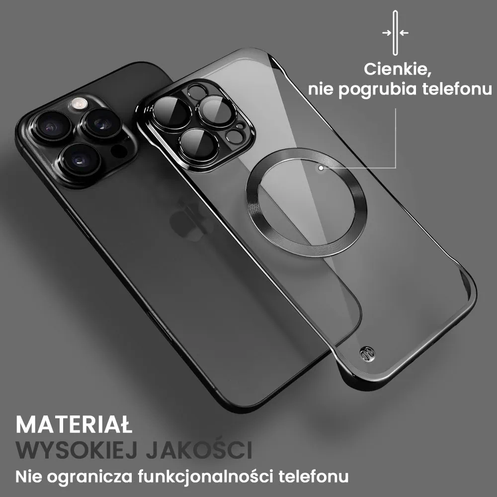Etui do iPhone 16 Pro MagSafe Luxury Protect Lite przeźroczyste, hybrydowa ochrona kamery, czarne