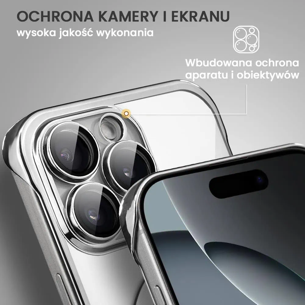 Etui do iPhone 16 Pro MagSafe Luxury Protect Lite przeźroczyste, hybrydowa ochrona kamery, tytanowe