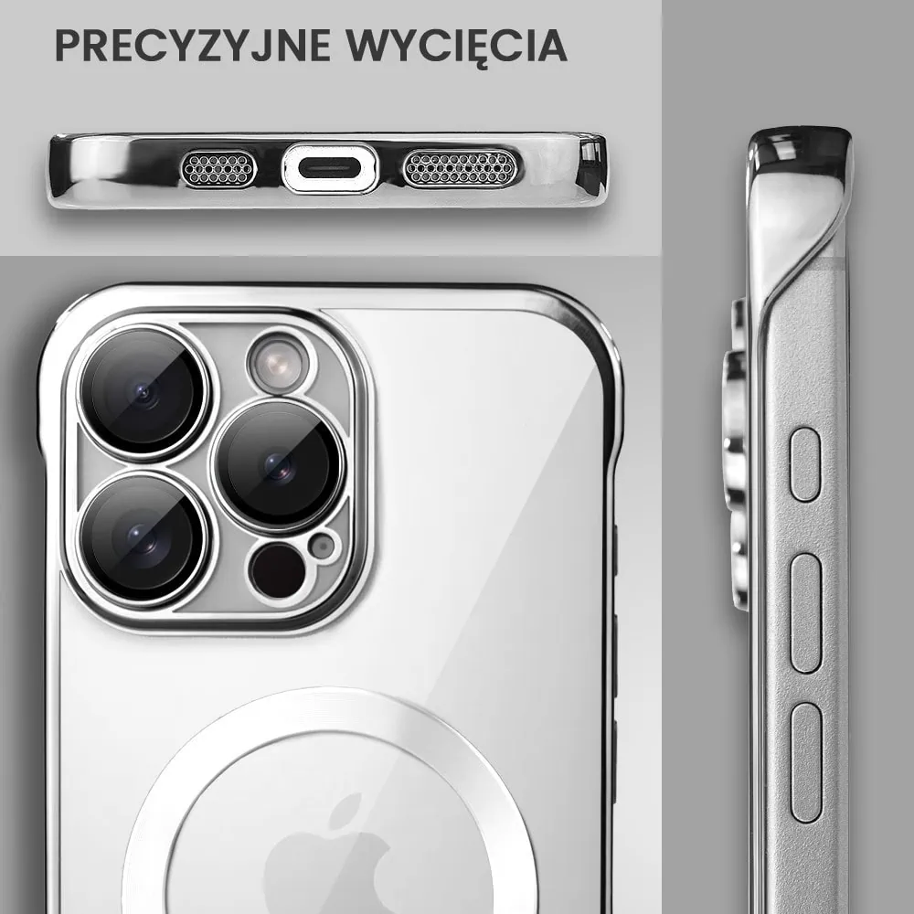 Etui do iPhone 16 Pro MagSafe Luxury Protect Lite przeźroczyste, hybrydowa ochrona kamery, tytanowe