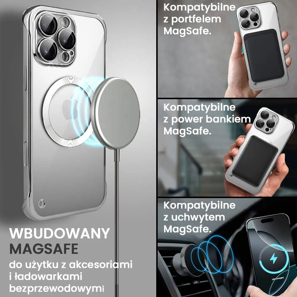 Etui do iPhone 16 Pro MagSafe Luxury Protect Lite przeźroczyste, hybrydowa ochrona kamery, tytanowe
