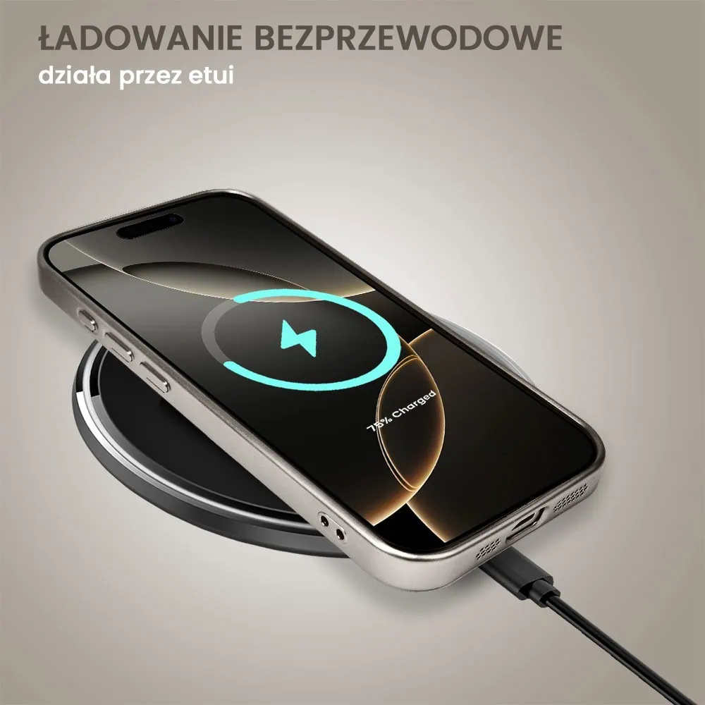 Etui do iPhone 16 Pro Max MagSafe Luxury Protect przeźroczyste, z osłoną aparatu, Titanium Finish, naturalnie tytanowe