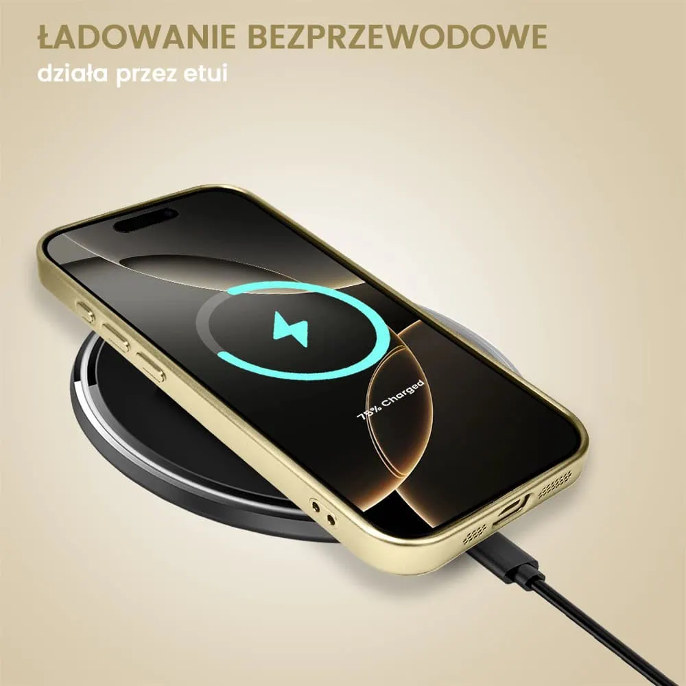 Etui do iPhone 16 Pro Max MagSafe Luxury Protect przeźroczyste, z osłoną aparatu, Titanium Finish, złoty tytan