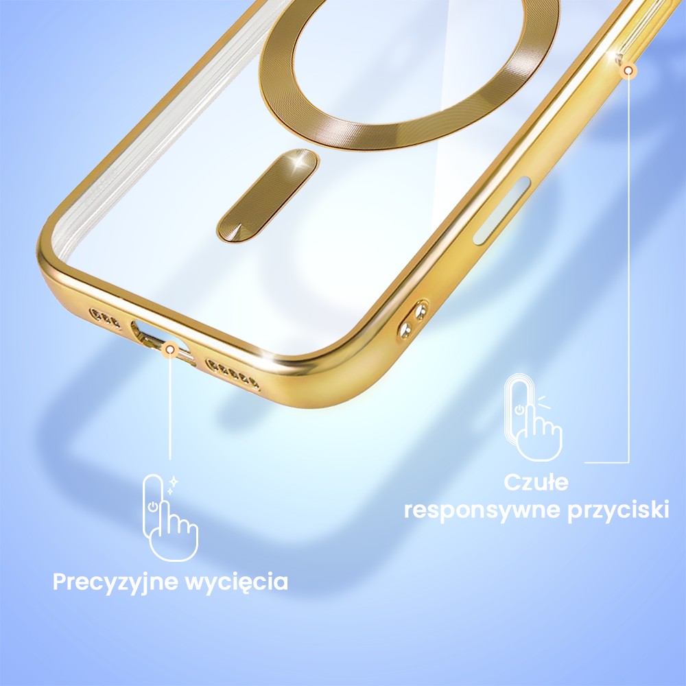 Etui do iPhone 16 Pro Max MagSafe Luxury Protect przeźroczyste, złote