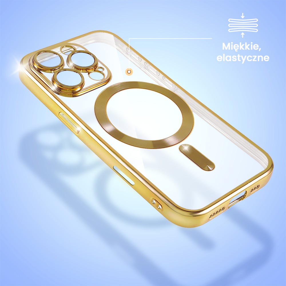 Etui do iPhone 16 Pro Max MagSafe Luxury Protect przeźroczyste, złote