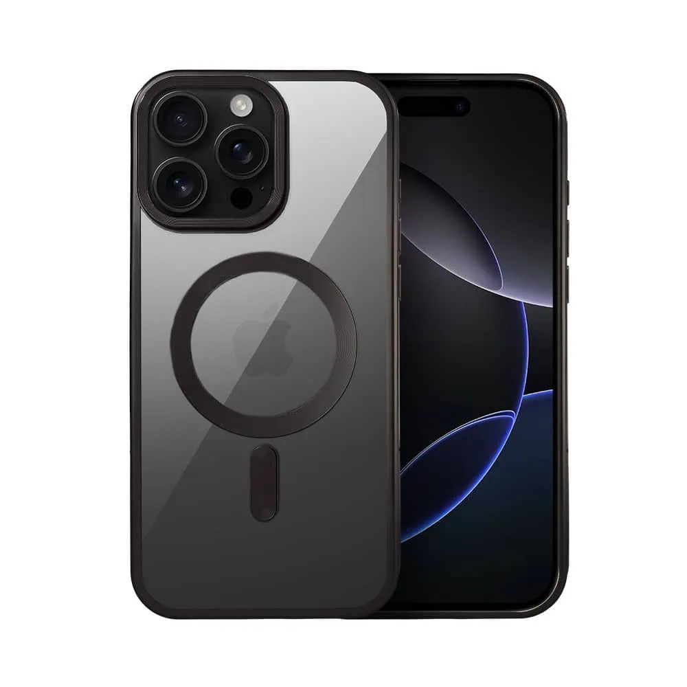 Etui do iPhone 16 Pro MagSafe Luxury Titanium Finish, przeźroczyste, czarne