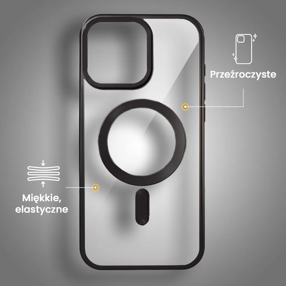 Etui do iPhone 16 Pro MagSafe Luxury Titanium Finish, przeźroczyste, czarne