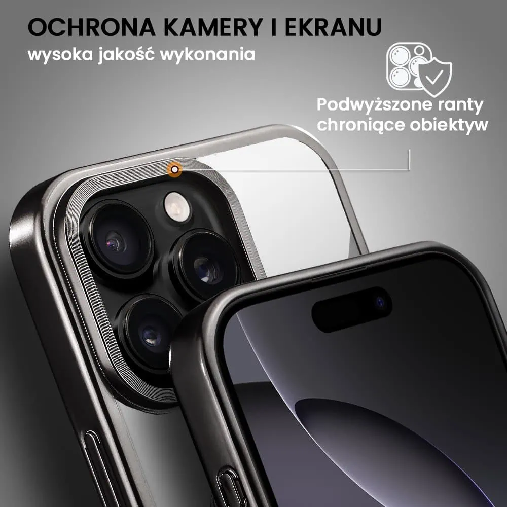 Etui do iPhone 16 Pro MagSafe Luxury Titanium Finish, przeźroczyste, czarne