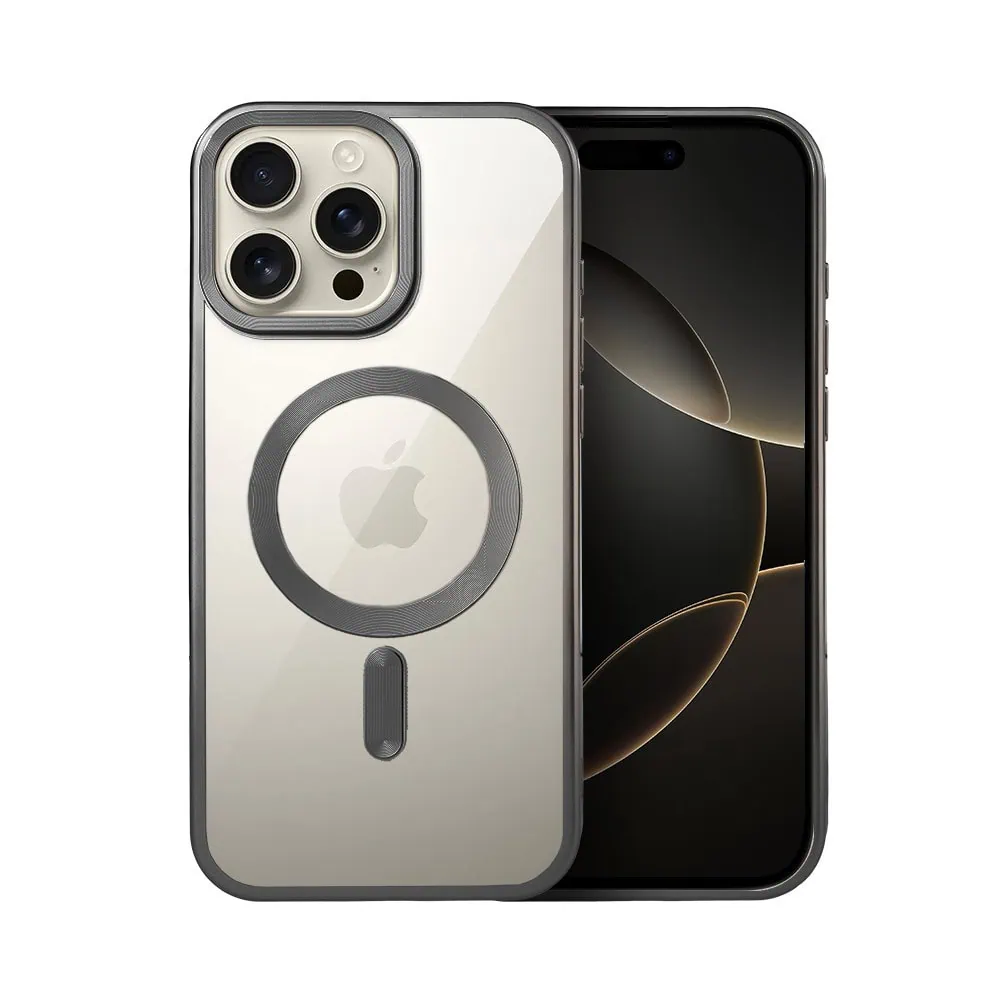 Etui do iPhone 16 Pro Max MagSafe Luxury Titanium Finish, przeźroczyste, tytanowe