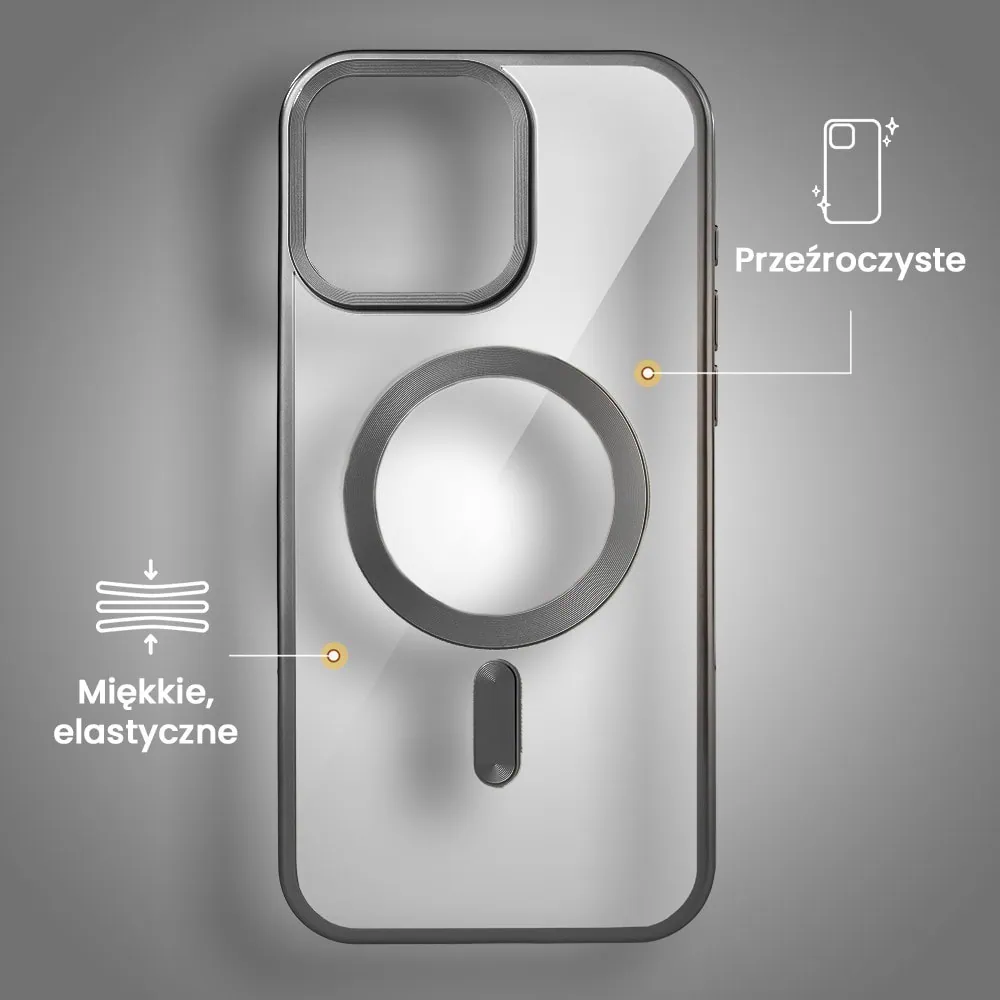 Etui do iPhone 16 Pro Max MagSafe Luxury Titanium Finish, przeźroczyste, tytanowe