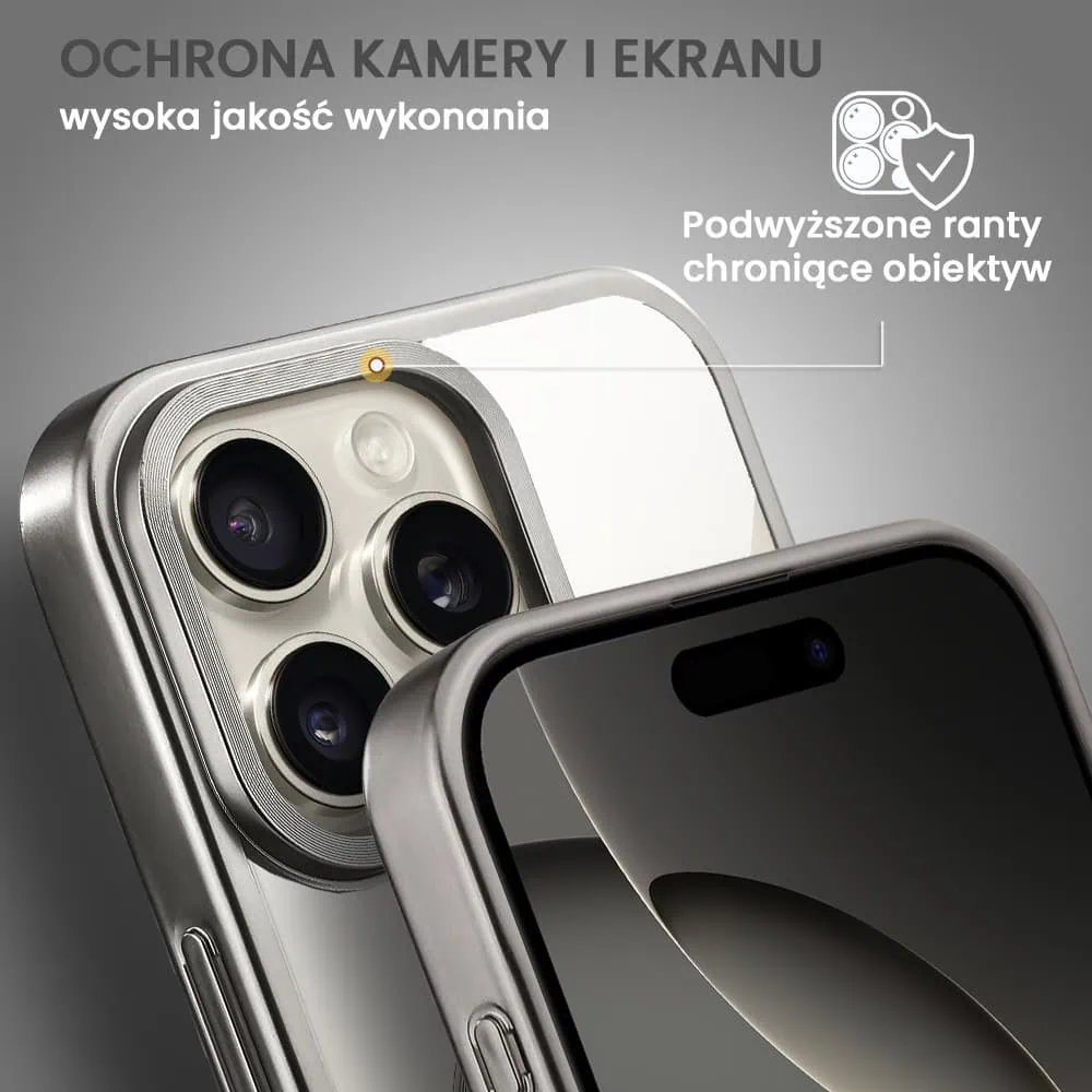 Etui do iPhone 16 Pro Max MagSafe Luxury Titanium Finish, przeźroczyste, tytanowe