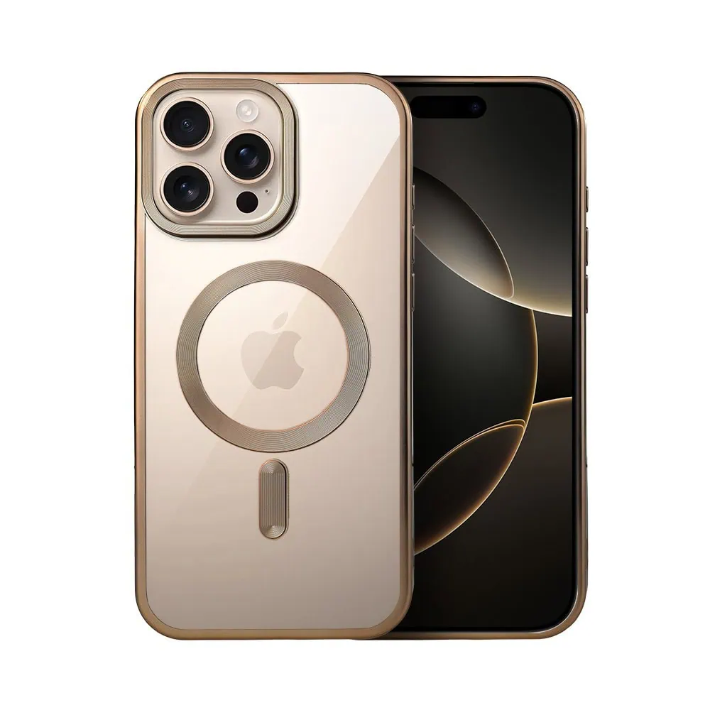 Etui do iPhone 16 Pro Max MagSafe Luxury Titanium Finish, przeźroczyste, tytan pustynny