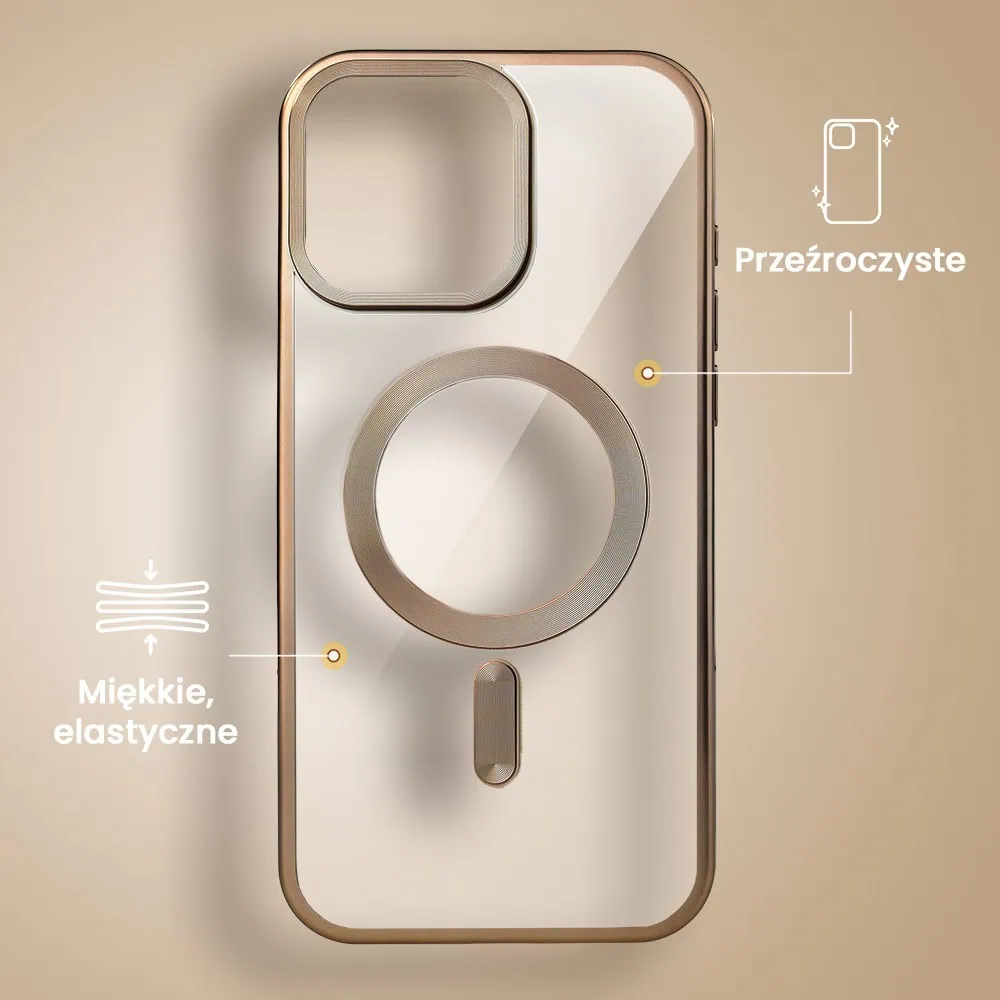 Etui do iPhone 16 Pro Max MagSafe Luxury Titanium Finish, przeźroczyste, tytan pustynny