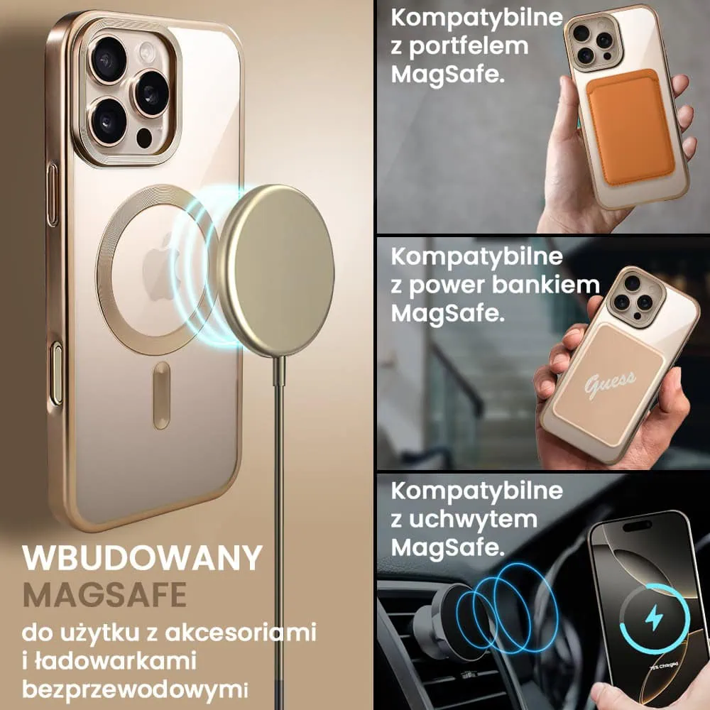 Etui do iPhone 16 Pro Max MagSafe Luxury Titanium Finish, przeźroczyste, tytan pustynny