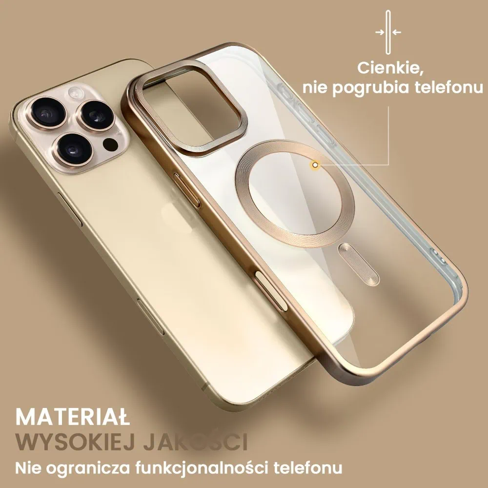 Etui do iPhone 16 Pro Max MagSafe Luxury Titanium Finish, przeźroczyste, tytan pustynny