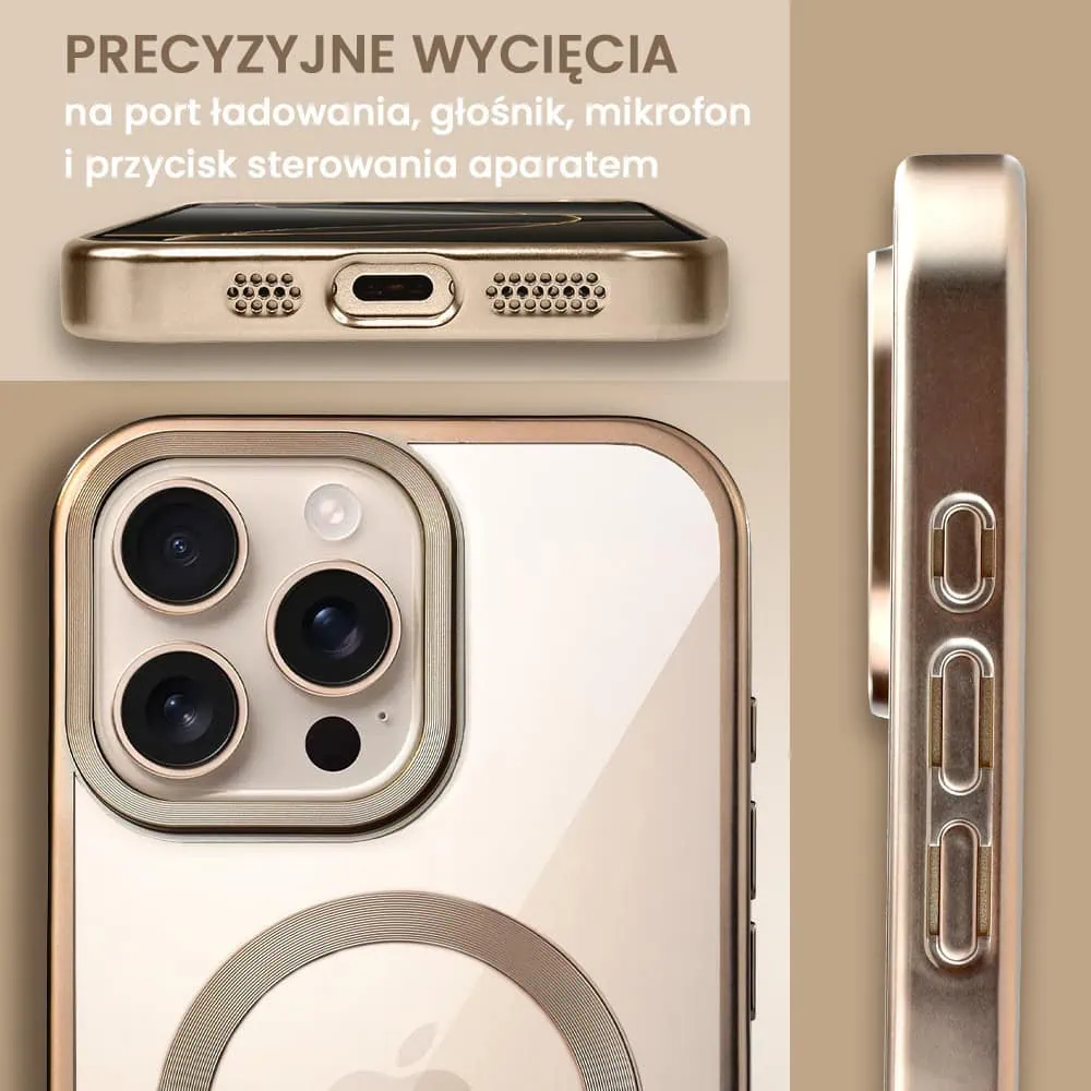 Etui do iPhone 16 Pro Max MagSafe Luxury Titanium Finish, przeźroczyste, tytan pustynny