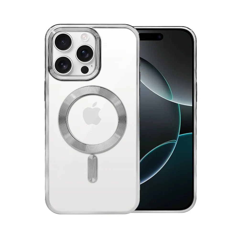 Etui do iPhone 16 Pro MagSafe Luxury, przeźroczyste, srebrne