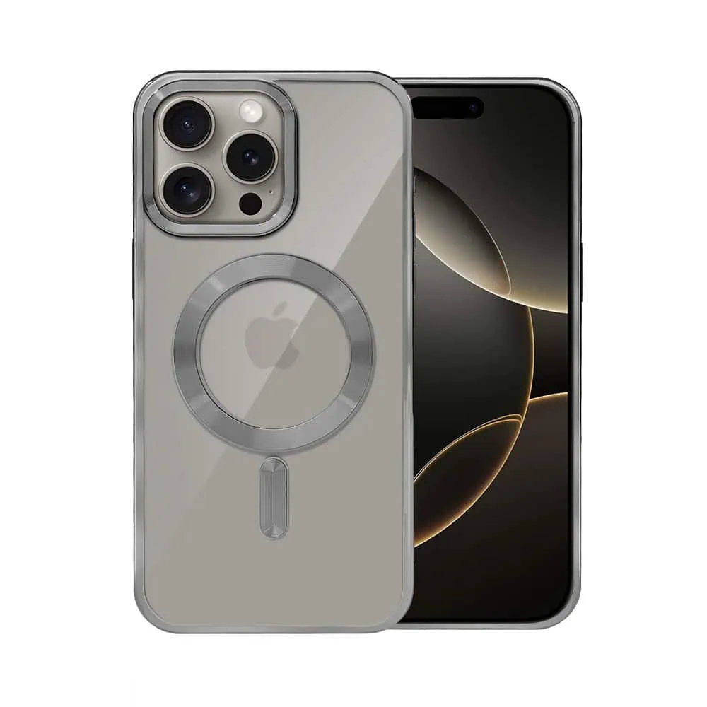 Etui do iPhone 16 Pro MagSafe Luxury, przeźroczyste, tytanowe
