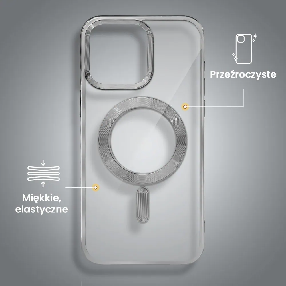 Etui do iPhone 16 Pro MagSafe Luxury, przeźroczyste, tytanowe