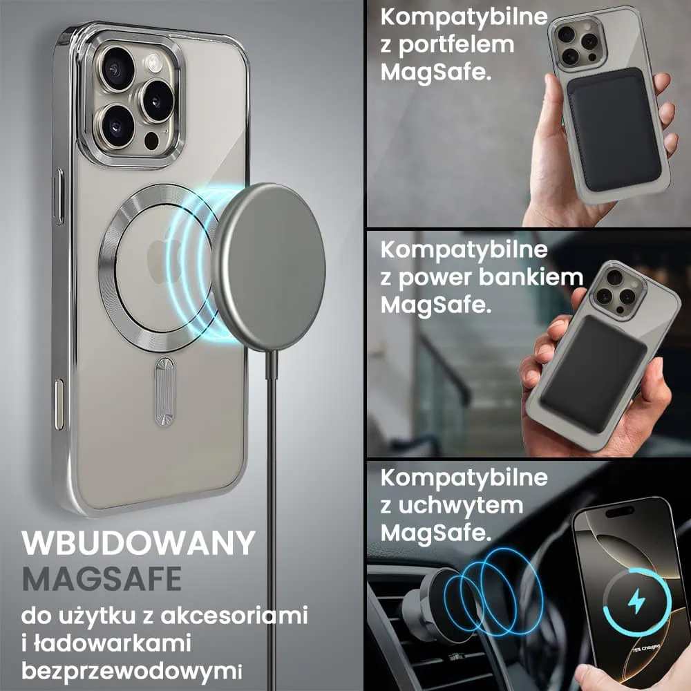 Przypadki iPhone z MagSafe i akcesoria ładowania.